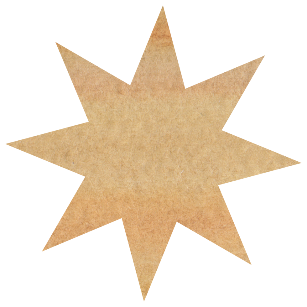 Simple watercolor brown star png