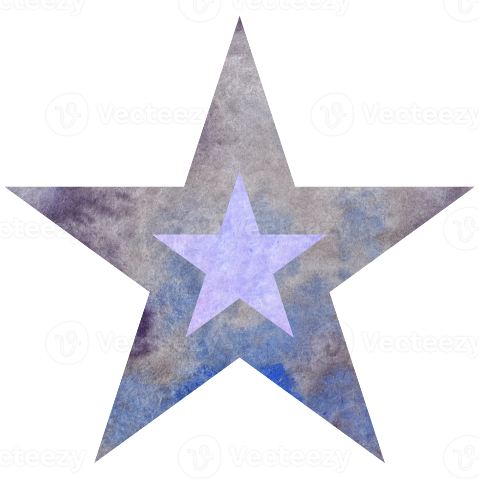 Blue watercolor star. Celestial element, space, sky png