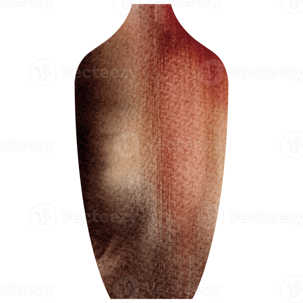 Watercolor brown boho ceramic vase png