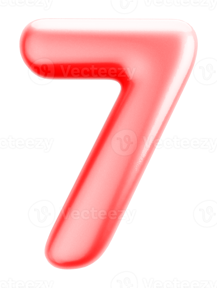 Number 7 3d Red Element png