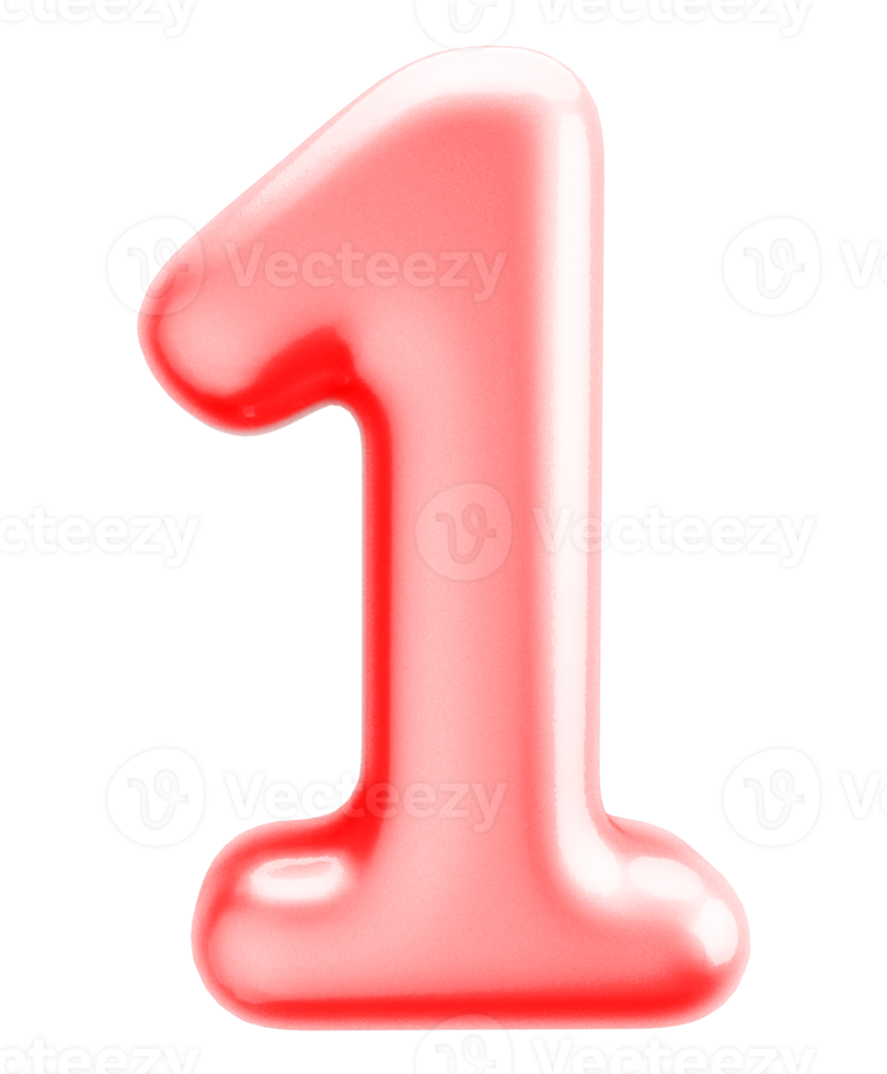 nummer 1 3d rood element png