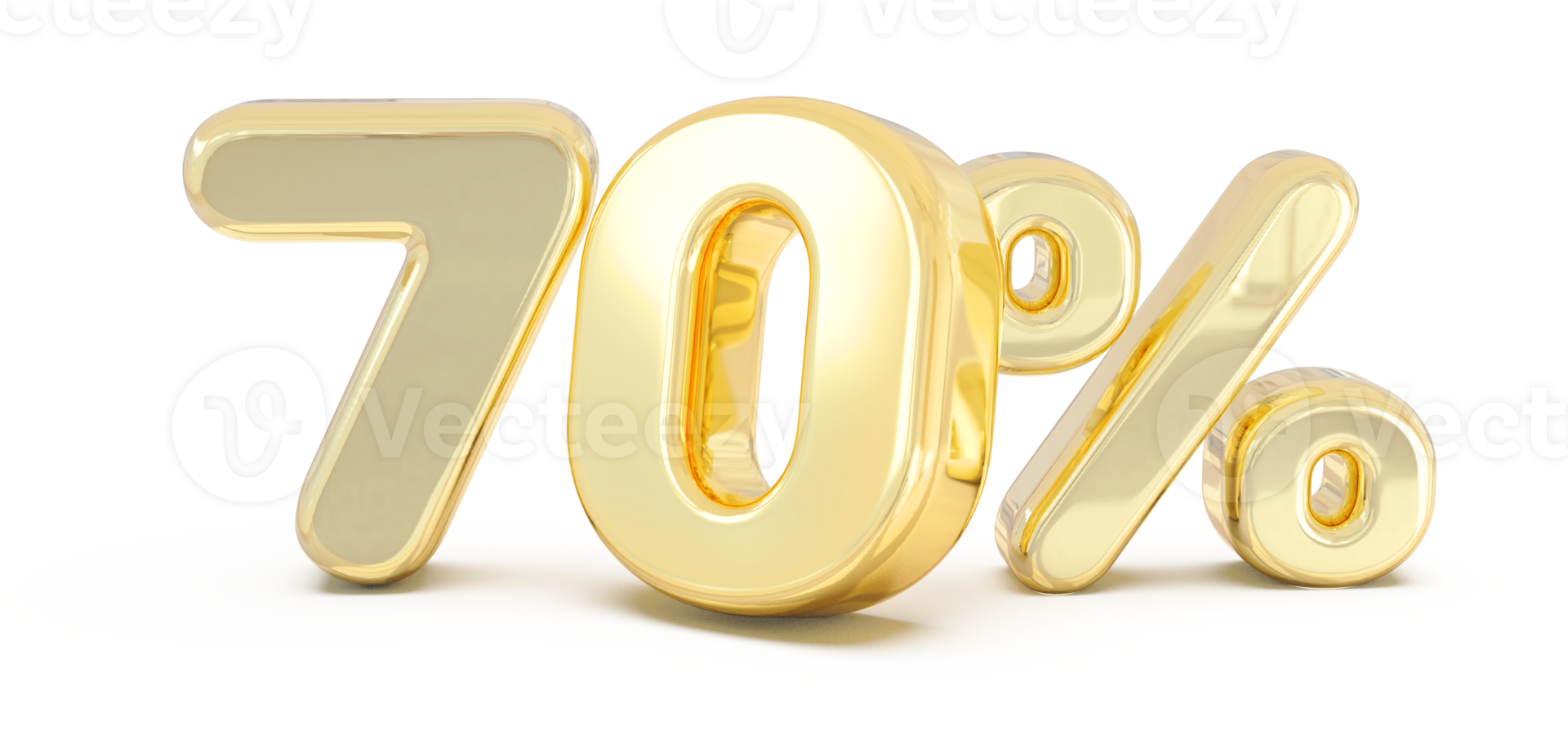 numero 70 percento oro 3d png