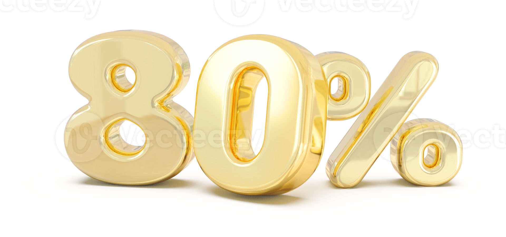 Number 80 percent gold 3d png