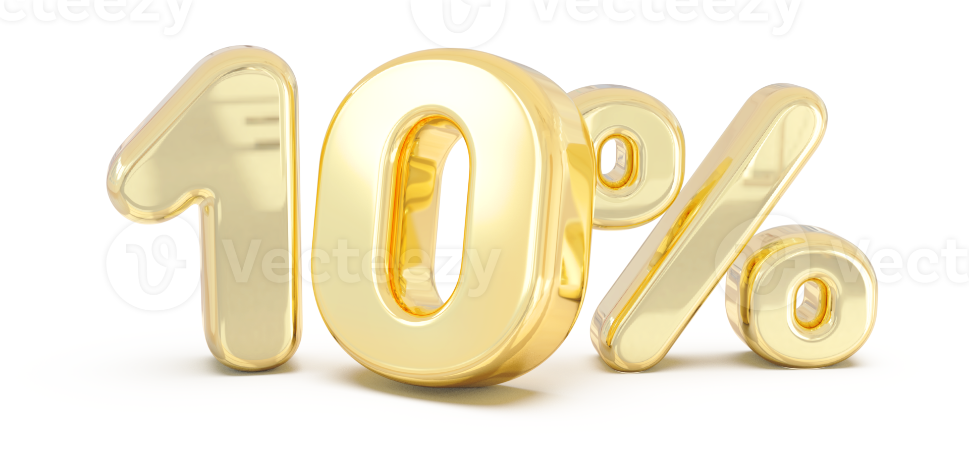 numero 10 percento oro 3d png