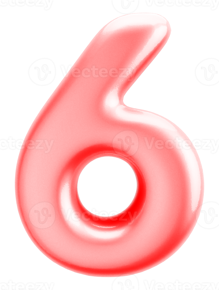 nummer 6 3d rood element png