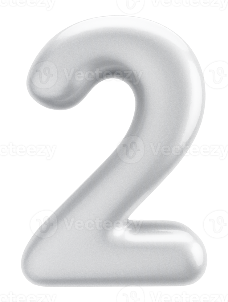 Number 2 3d silver Element png