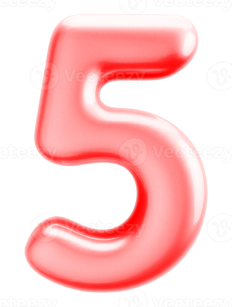 Number 5 3d Red Element png