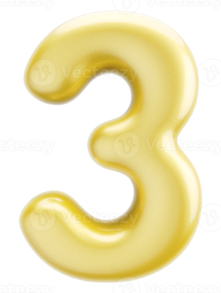 Number 3 3d Gold Element png