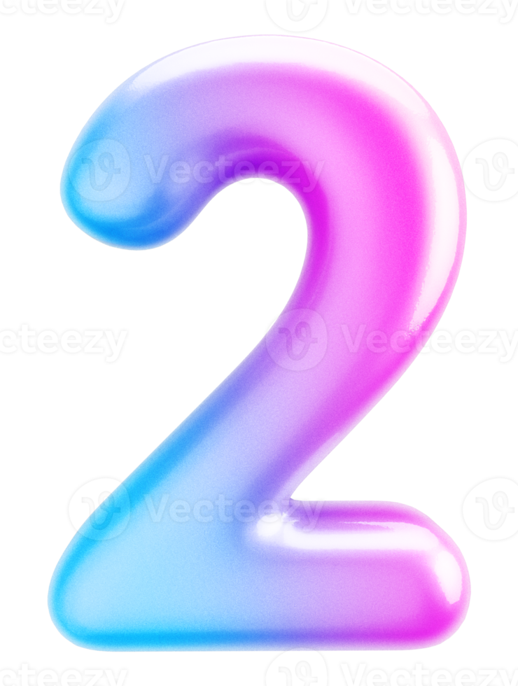 Number 2 3d Gradient Element png