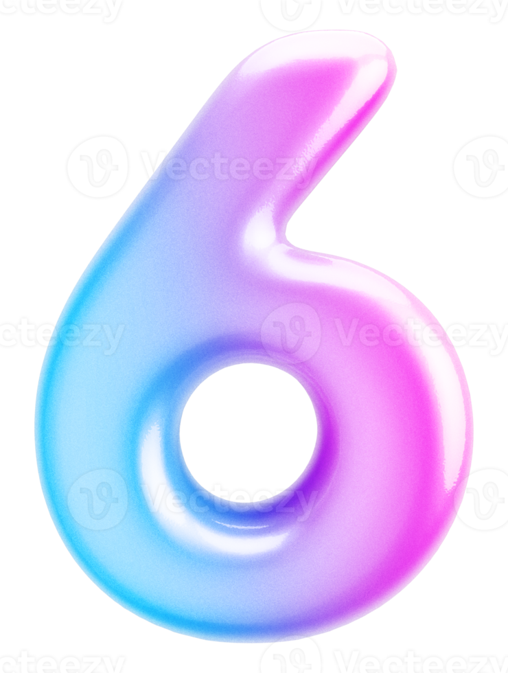 Number 6 3d Gradient Element png