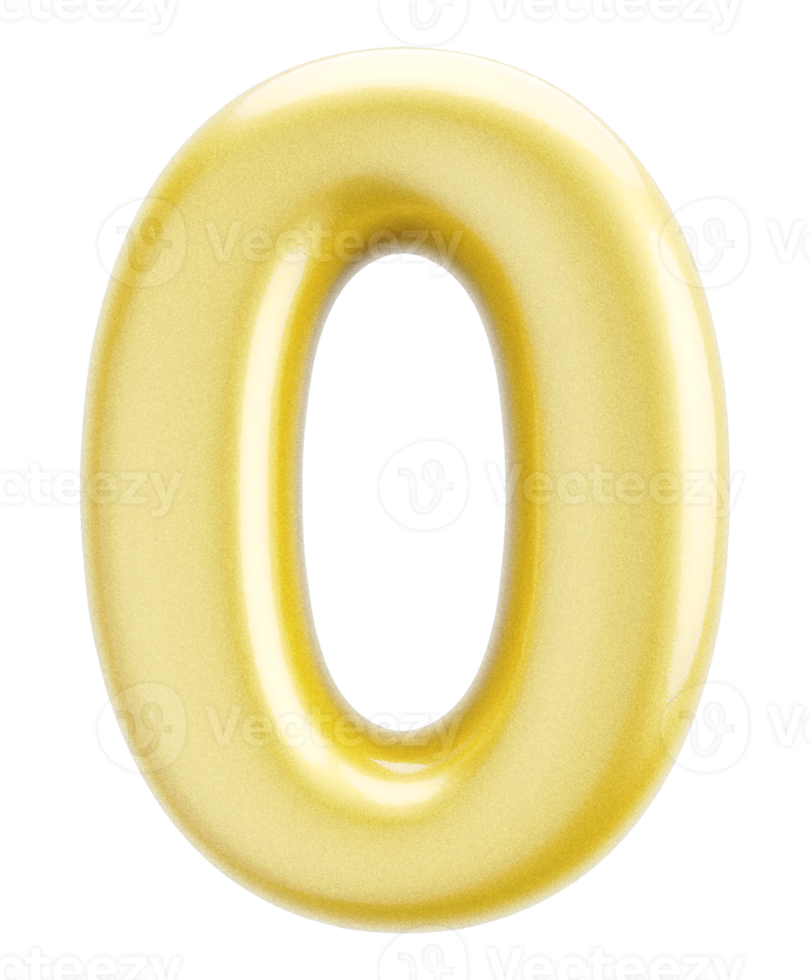 Number 0 3d Gold Element png
