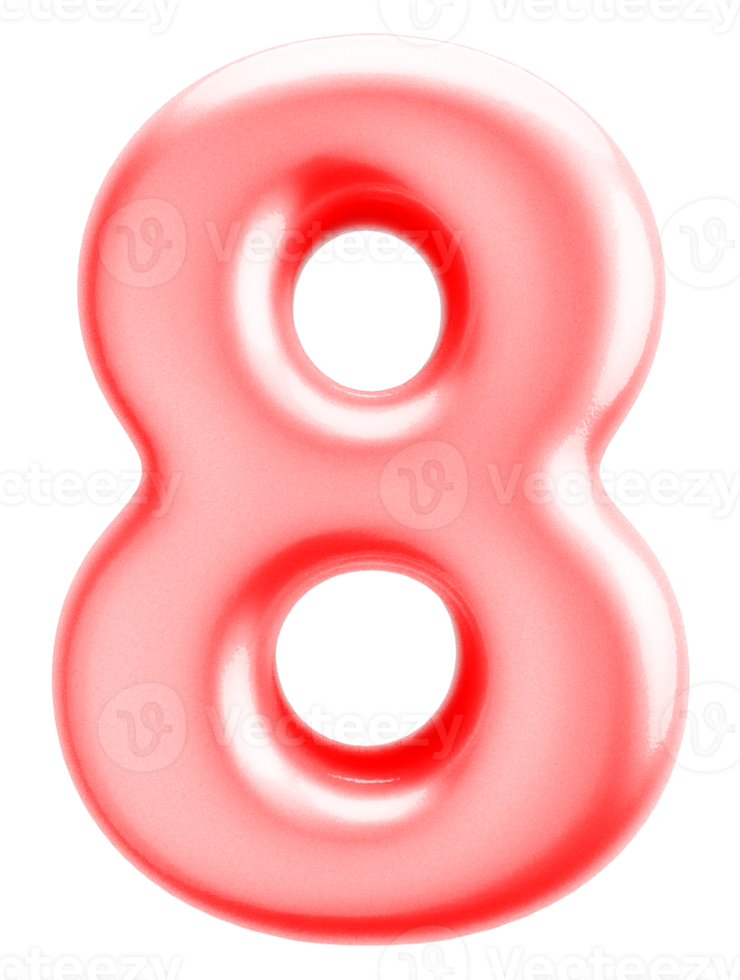 nummer 8 3d rött element png