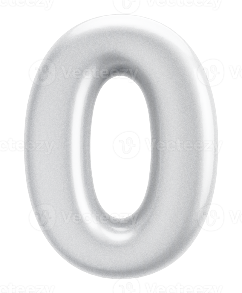 Number 0 3d silver Element png