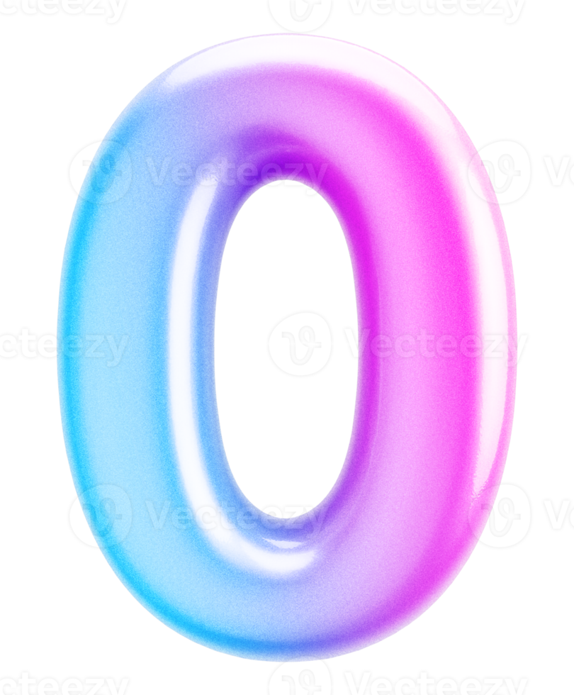 Number 0 3d Gradient Element png