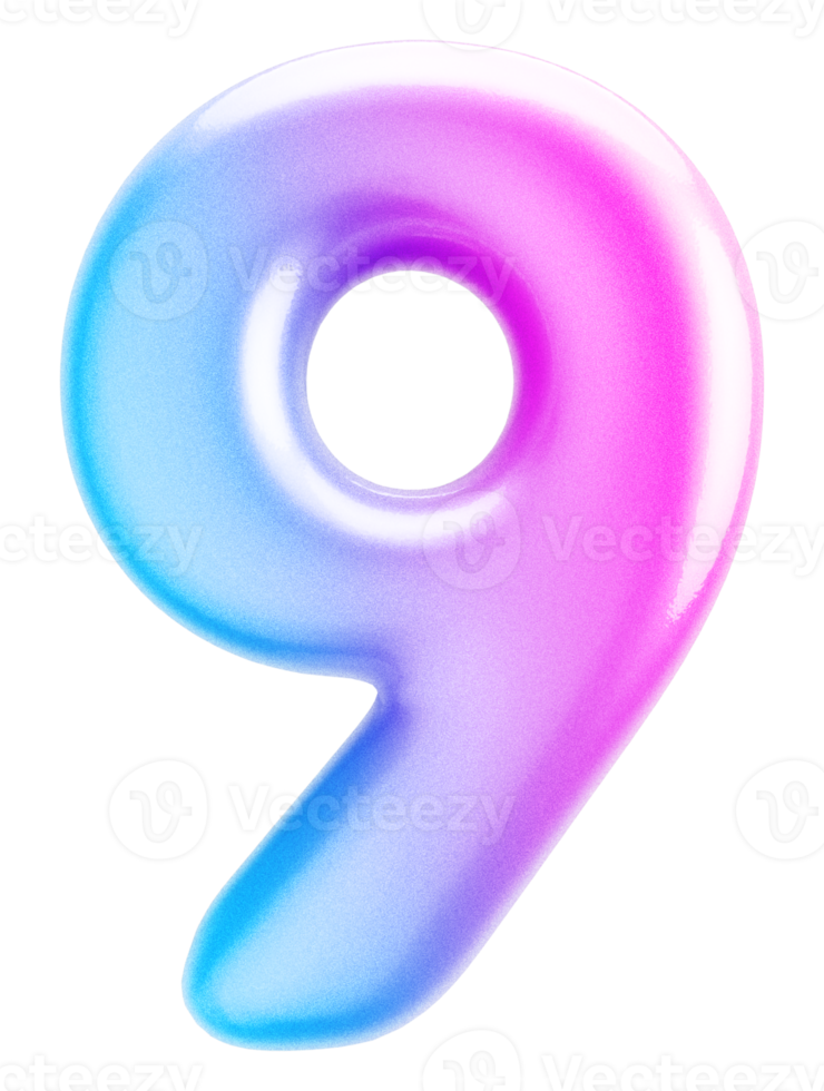 Number 9 3d Gradient Element png