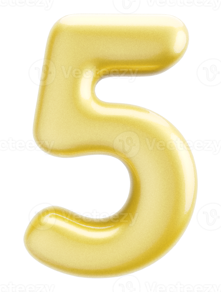 Number 5 3d Gold element png