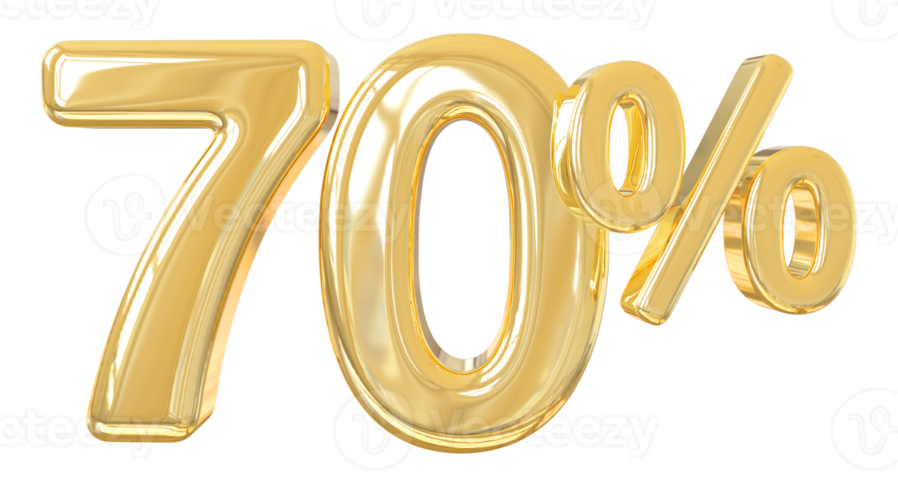 nummer 70 procent guld 3d png