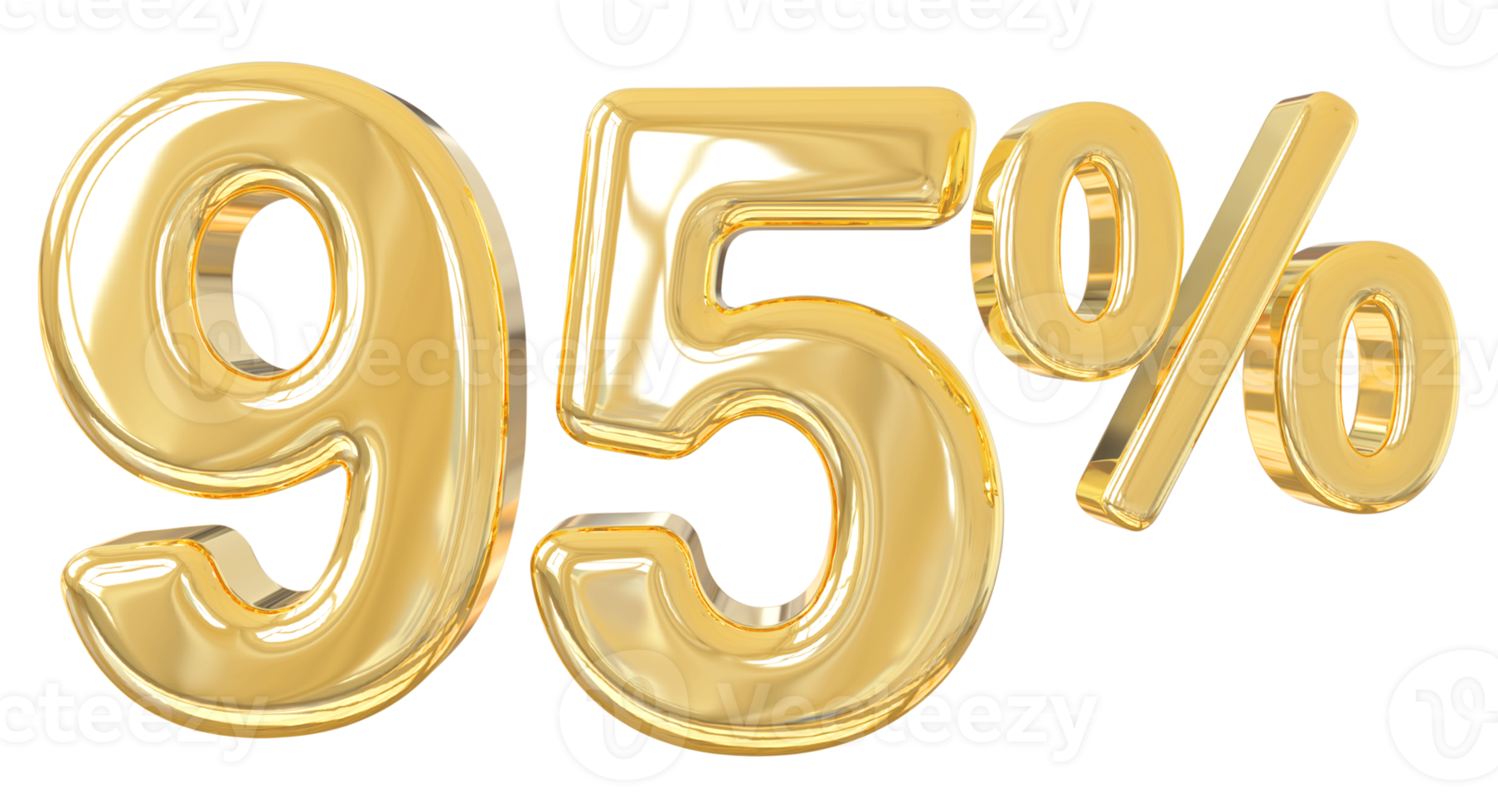 Number 95 percent gold 3D png