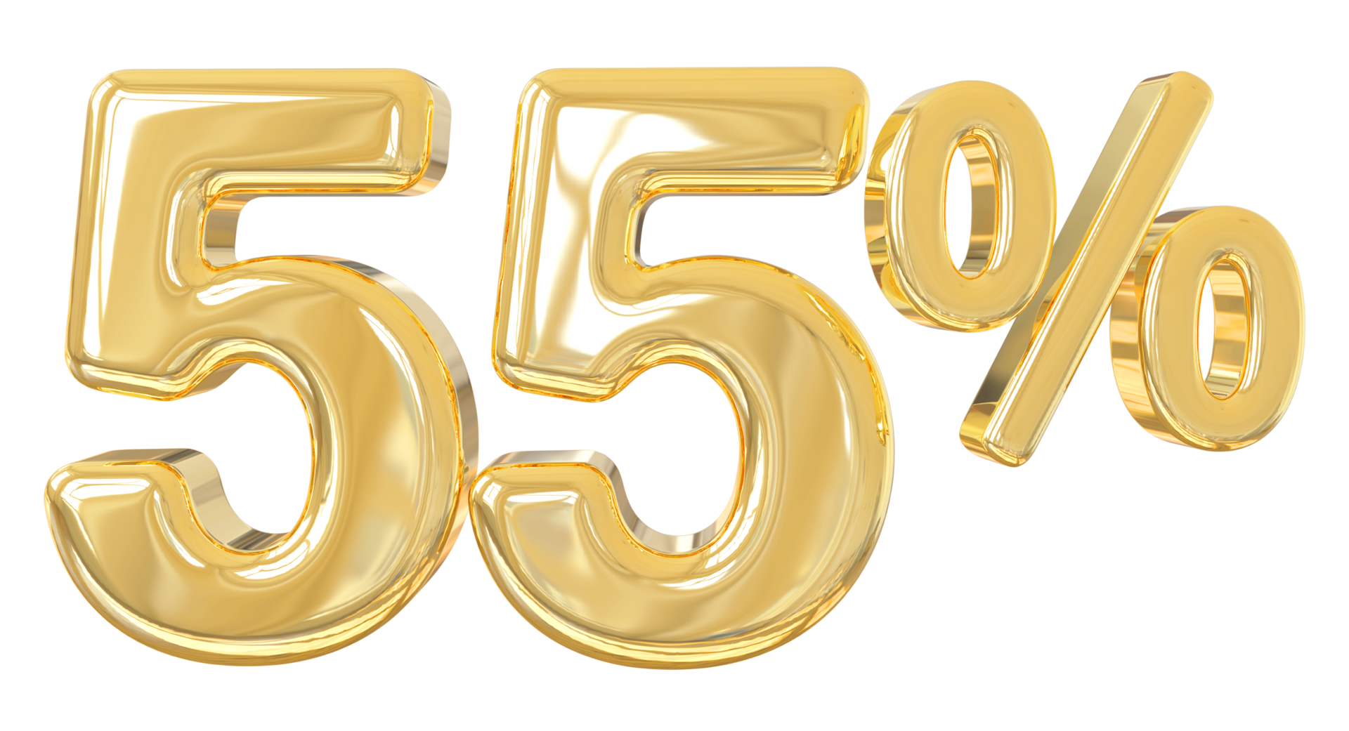 Number 55 percent gold 3D 9313554 PNG