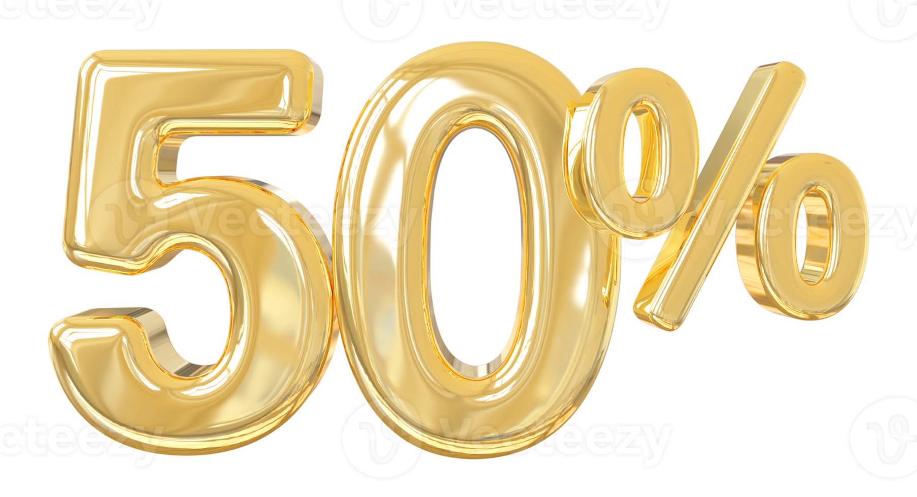 numero 50 per cento oro 3d png