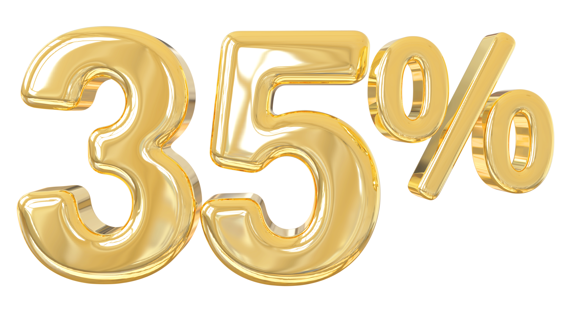 Number 35 percent gold 3D 9313556 PNG