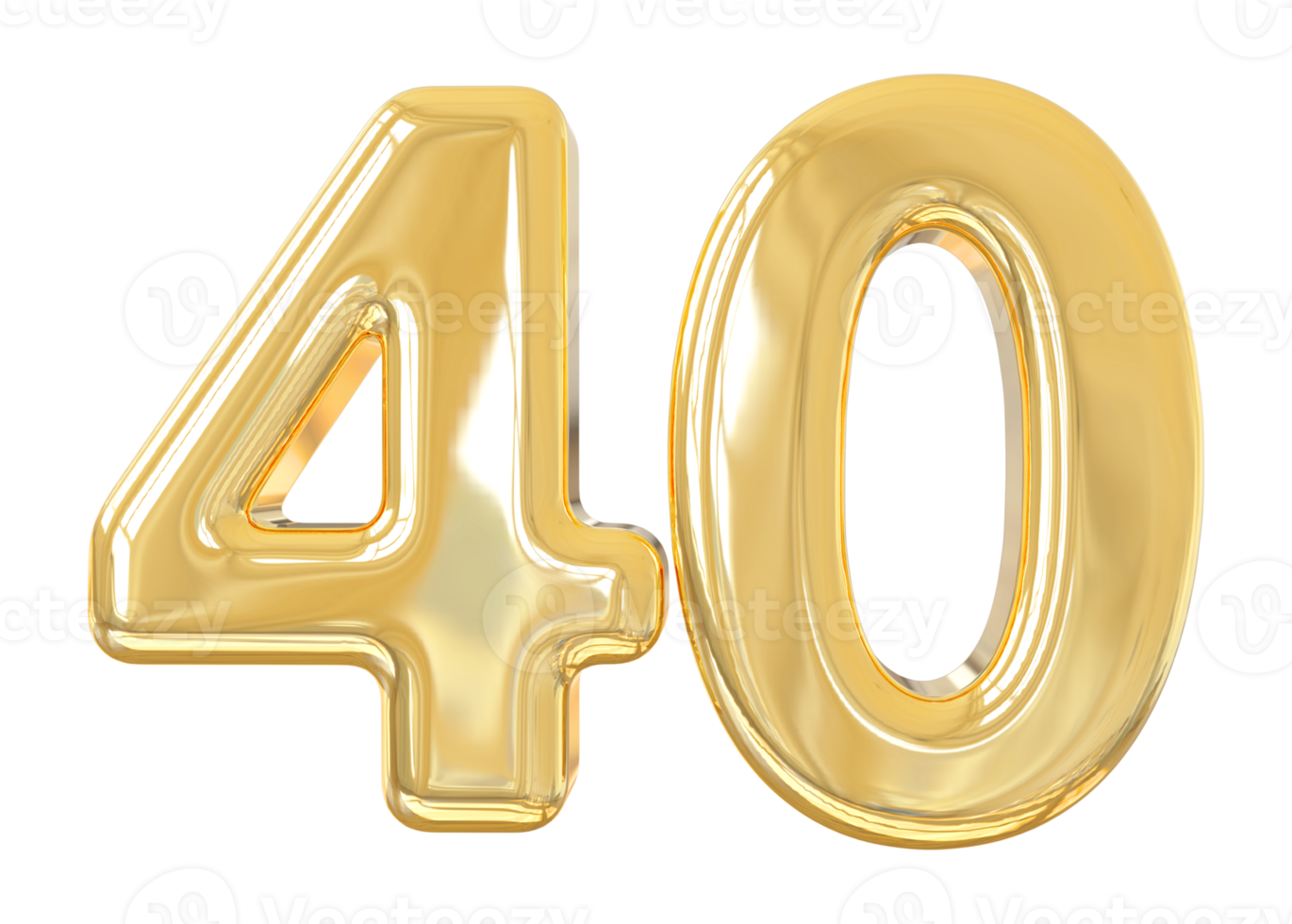 número 40 oro 3d png