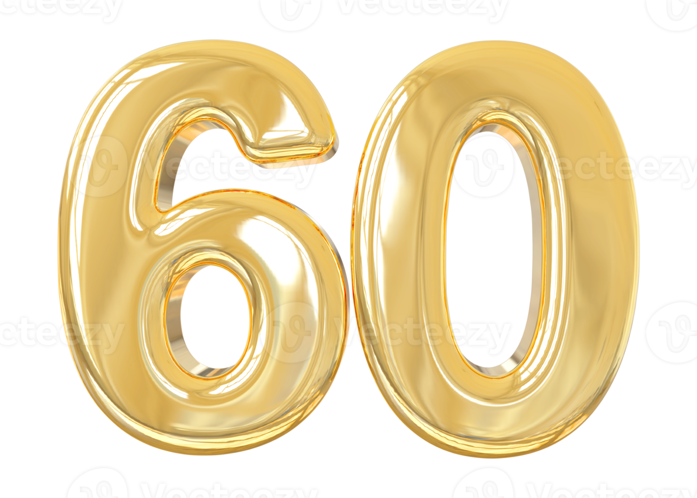 numéro 60 or 3d png