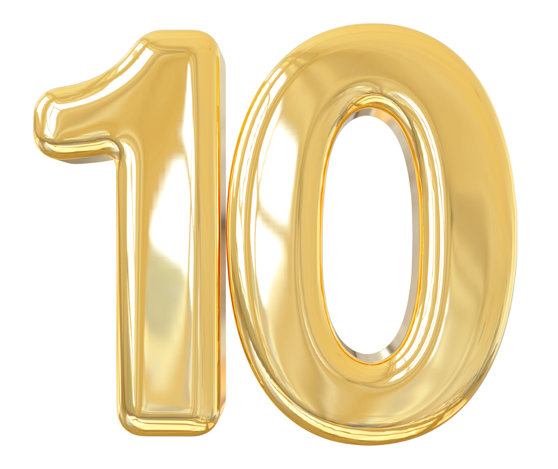 Number 10 Gold 3d 9313579 PNG