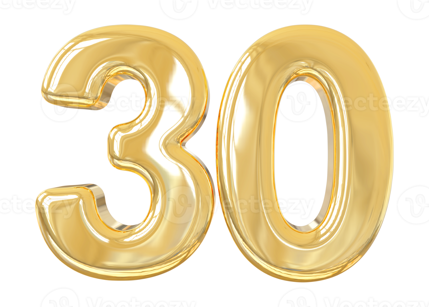 numéro 30 or 3d png