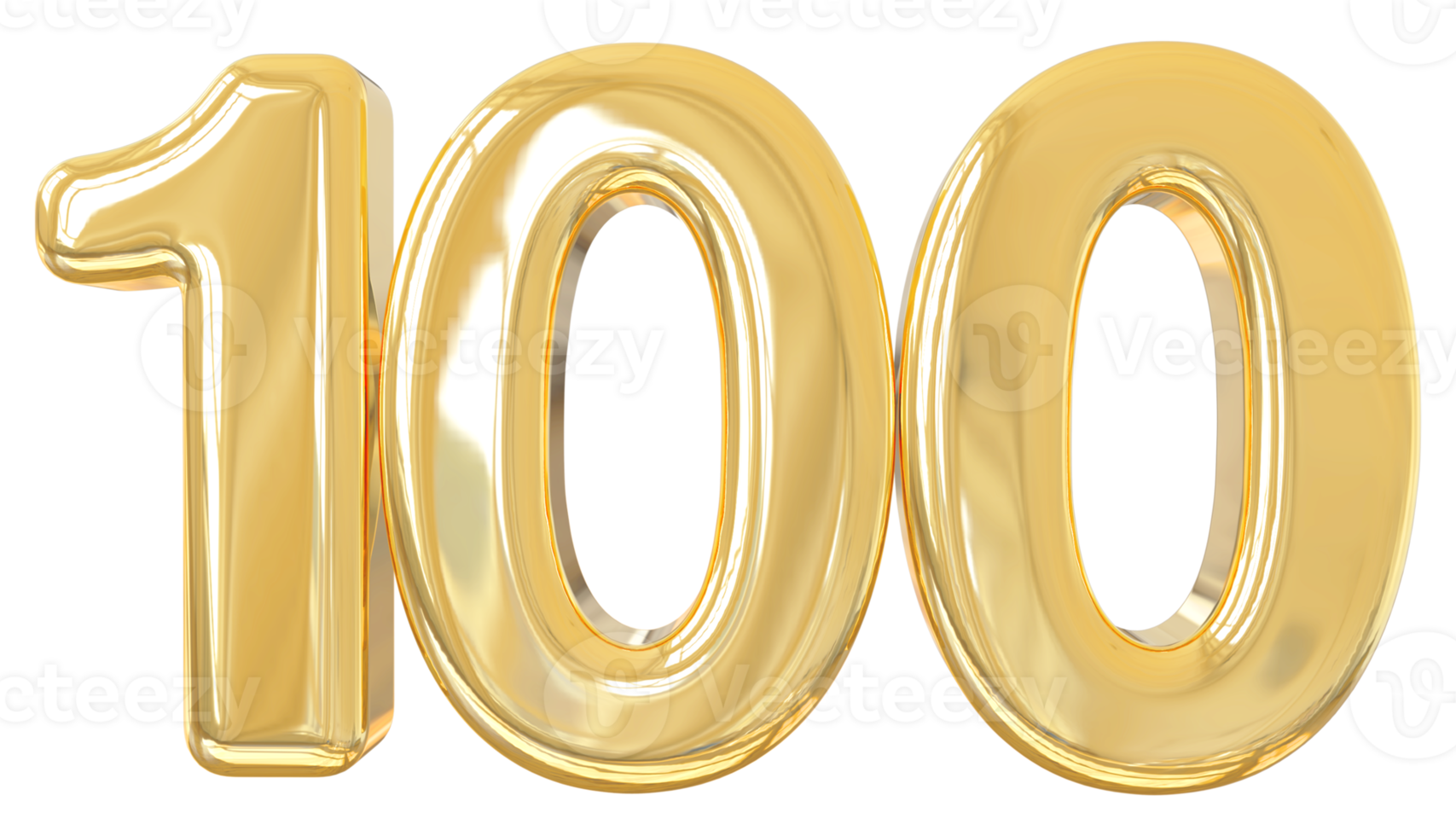 nummer 100 guld 3d png