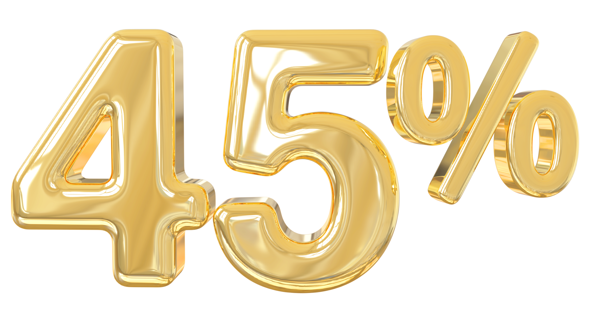 Number 45 percent gold 3D 9313587 PNG