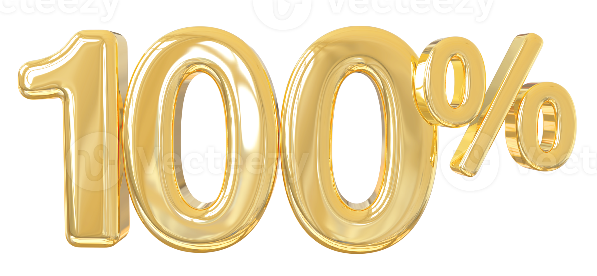 numero 100 percento oro 3d png