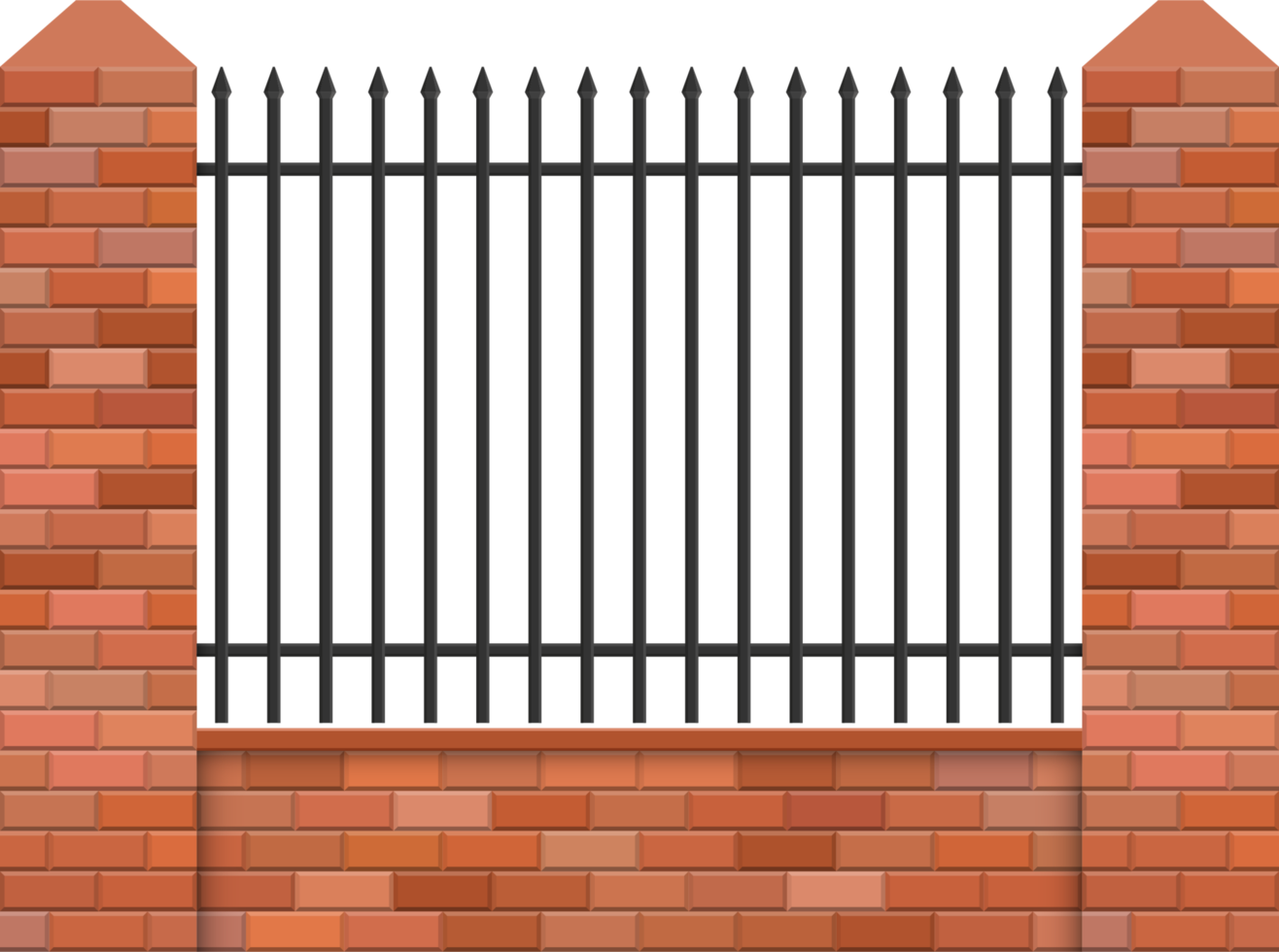 Brick fence vector illustration isolated on white background png