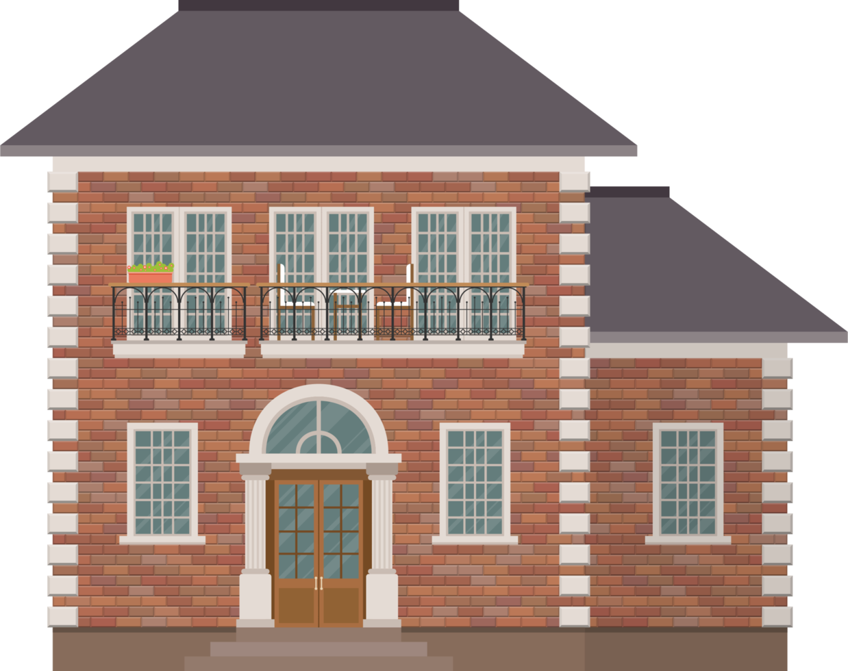 Brick house building vector illustration isolated on white background png