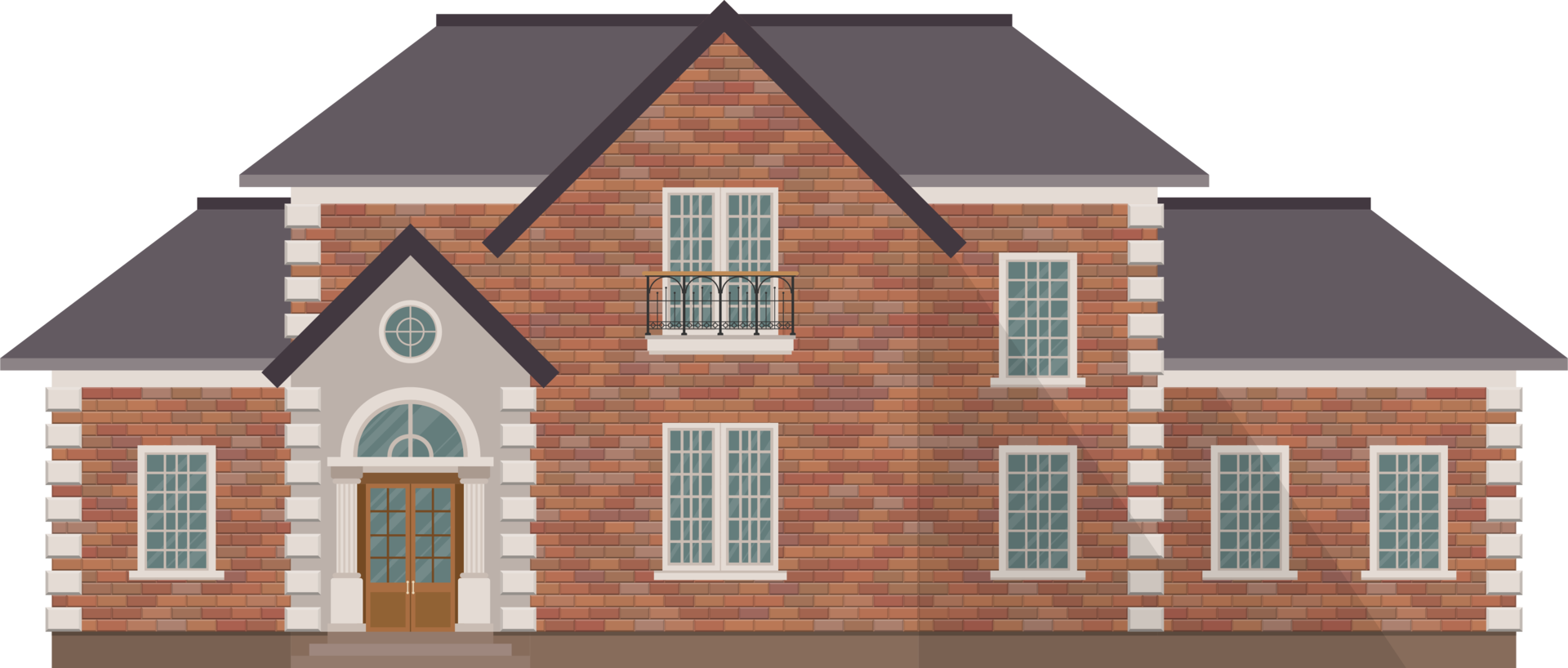 Brick house building vector illustration isolated on white background png