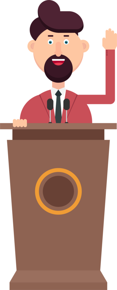 Businessman is speaking on podium png