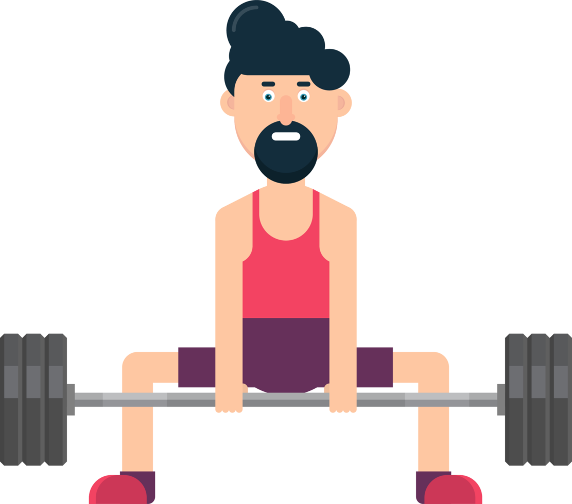 Man character training at the gym vector illustration png
