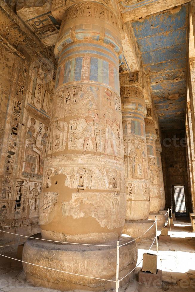 Columns in Medinet Habu Temple in Luxor, Egypt photo