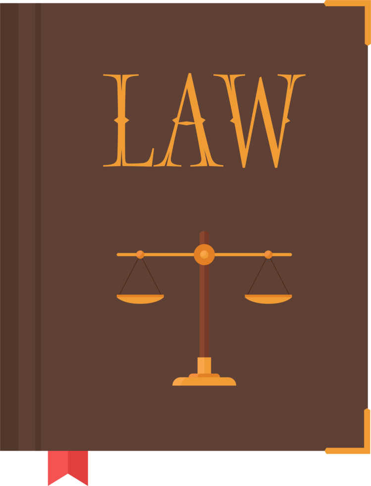 Law book with quill pen and inkwell vector illustration png