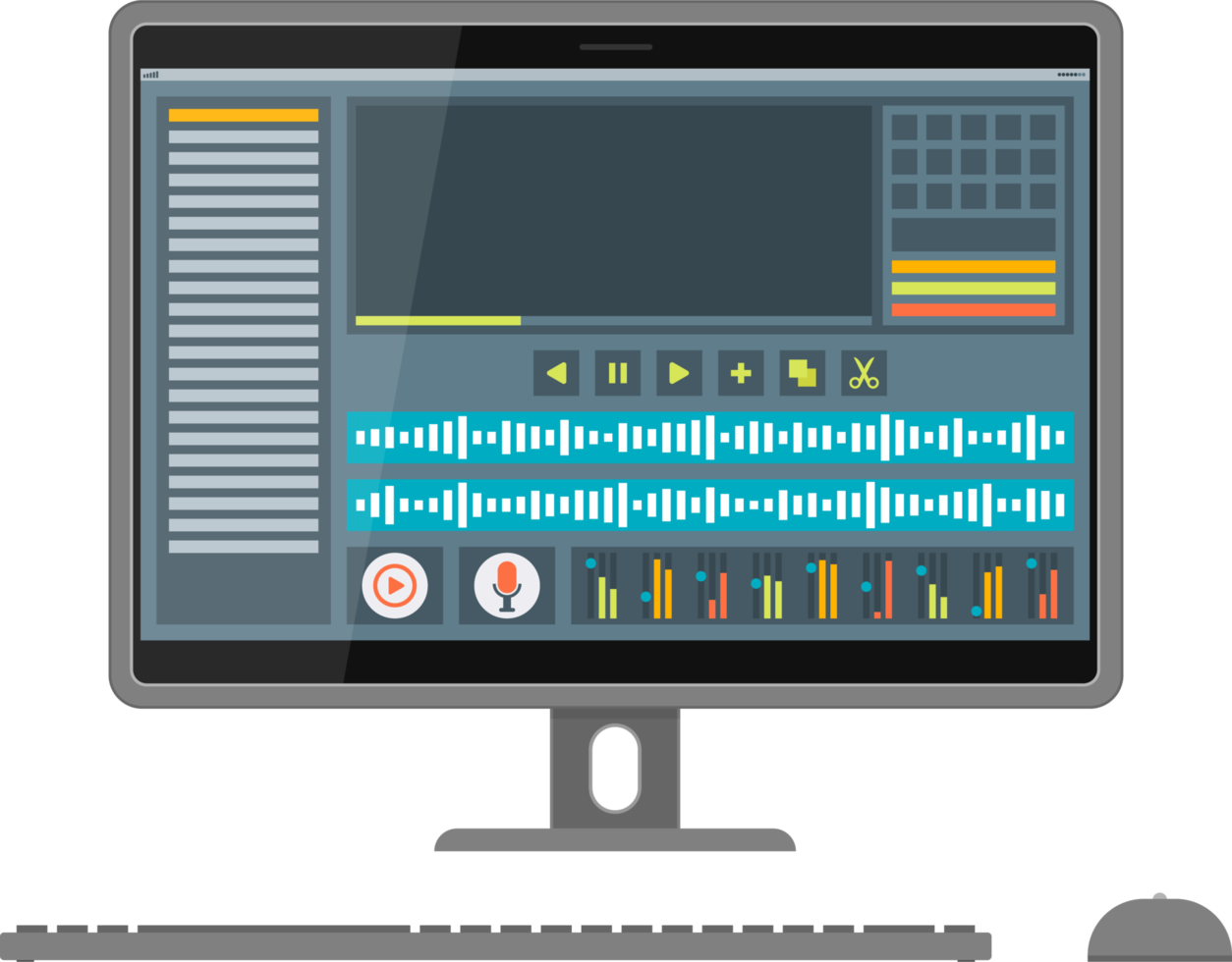Interface of sound and video editor on screen png