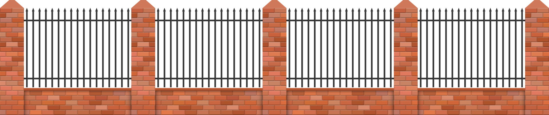 Brick and steel fence vector illustration isolated png