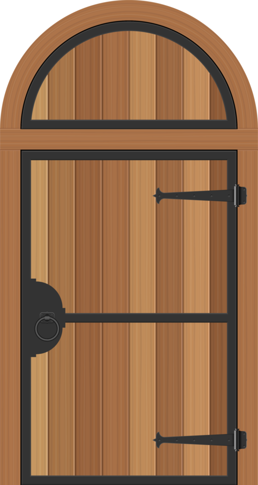 Old wooden door vector illustration isolated on white background png