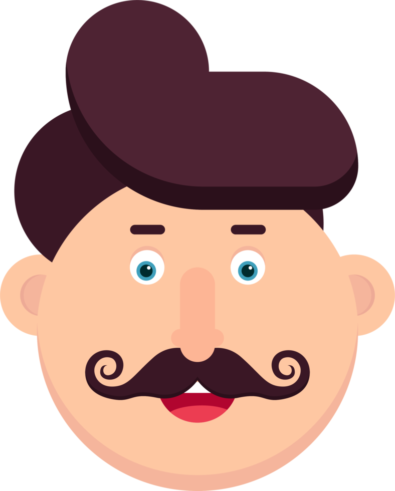 Man character with mustache vector illustration png