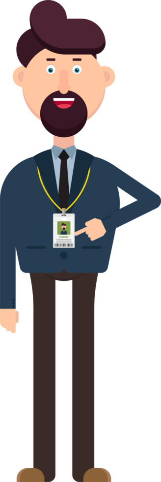 Company worker with badge vector illustration png