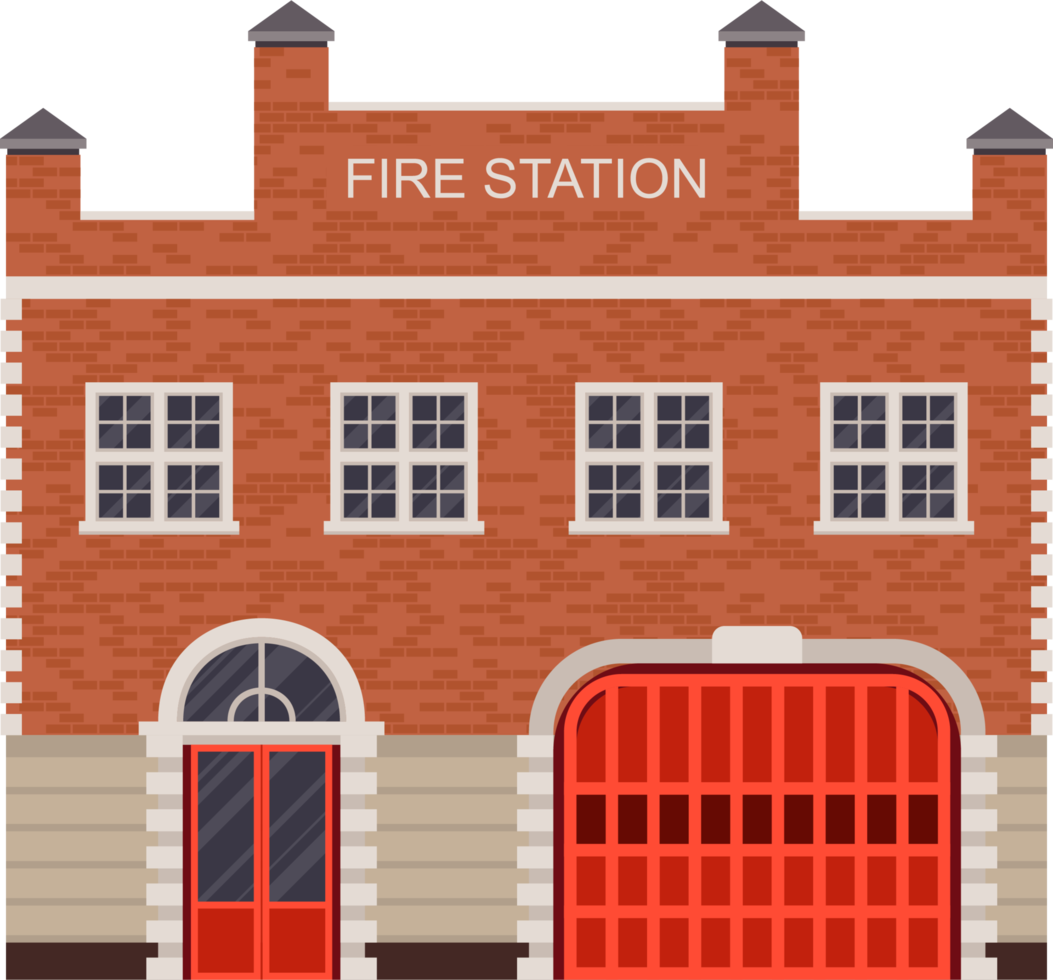 Fire station building vector illustration isolated on white background png