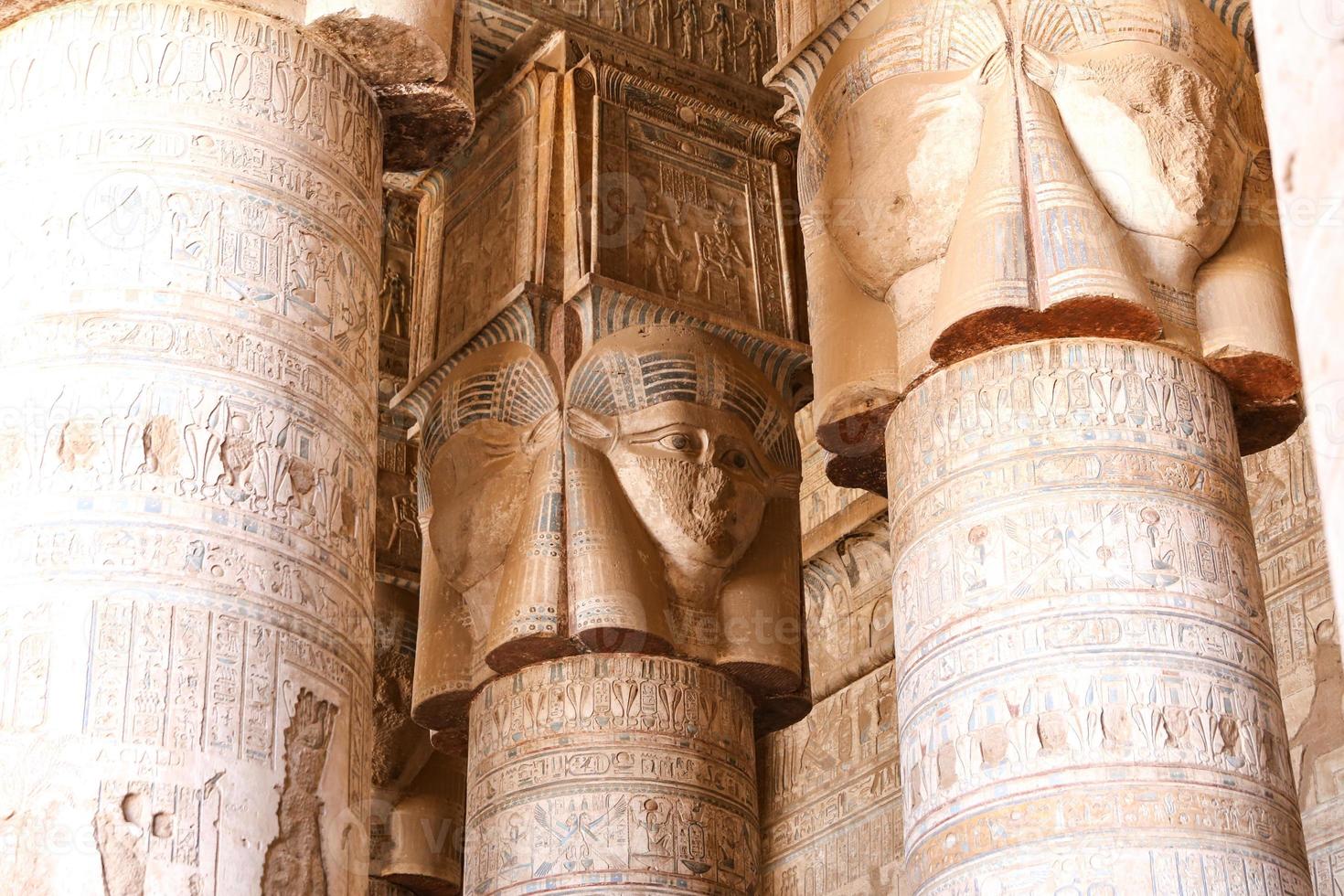 Columns in Denderah Temple, Qena, Egypt photo