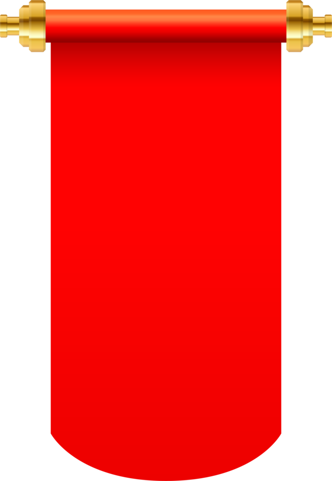 Red paper scroll vector illustration isolated on white background png