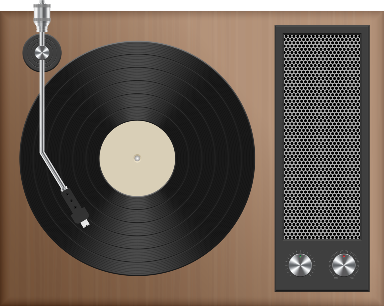 Vintage record player vector illustration isolated on white png