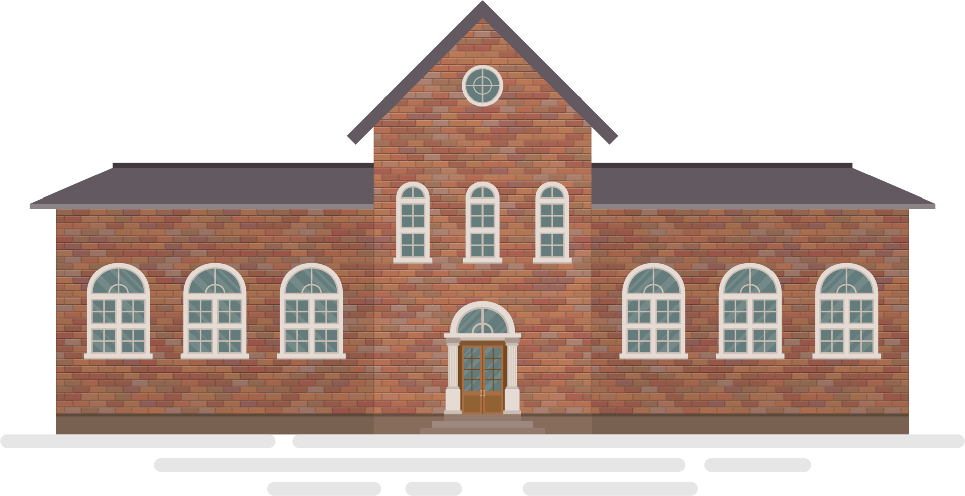 High School Building Vector Illustration Isolated On White Background