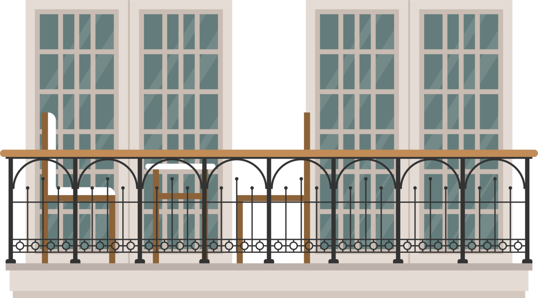 Balcony on brick wall vector illustration png